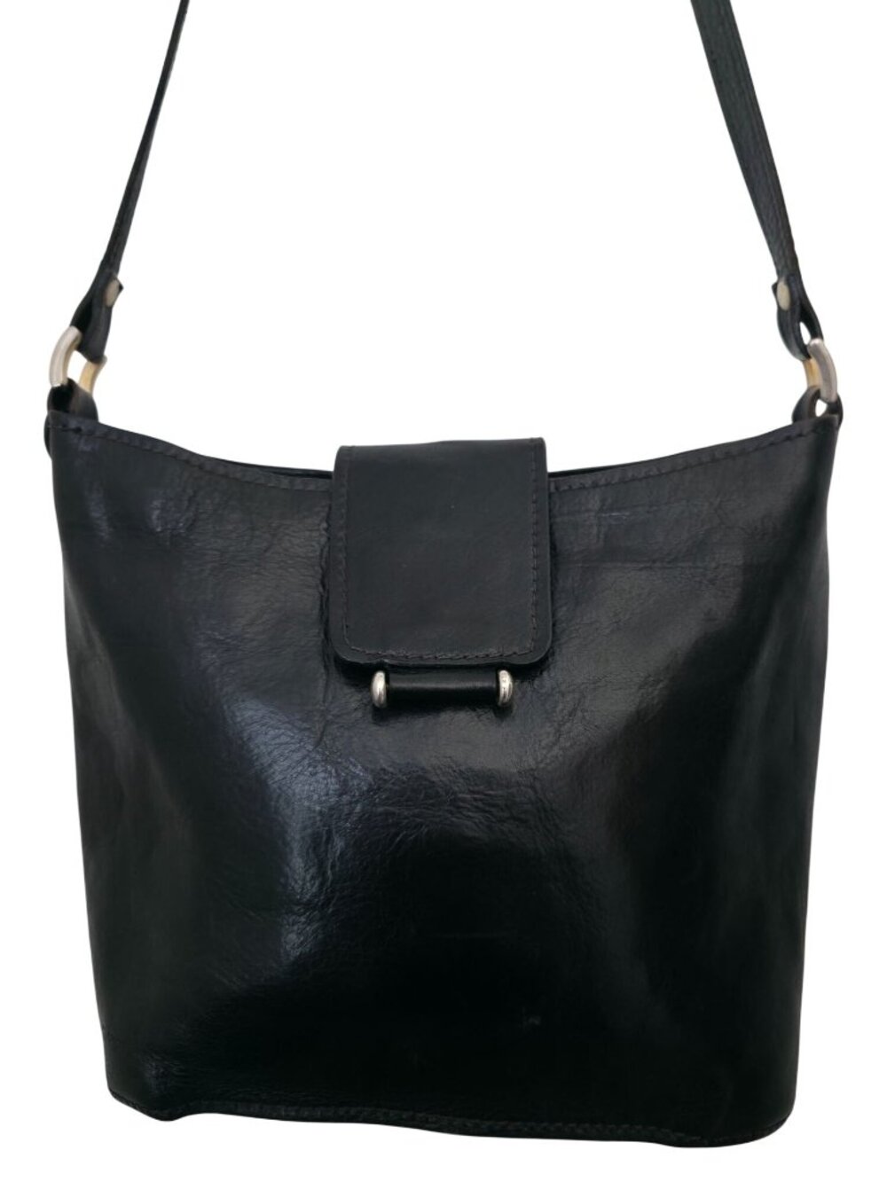 Vintage Sony Studios Wardrobe x Genuine Italian Leather Black Crossbody Bag - Picture 3 of 10